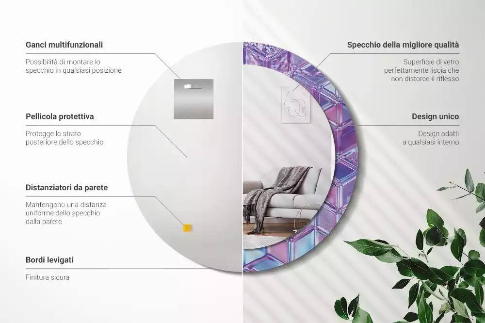 Oglindă cu decor rotundă Model cristalin