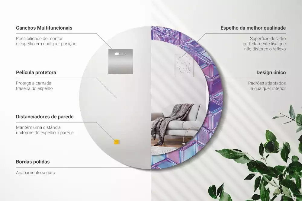 Oglindă cu decor rotundă Model cristalin