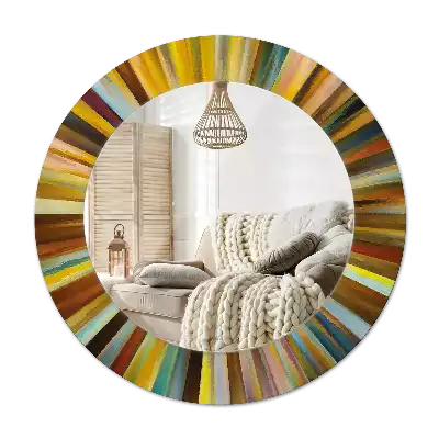 Oglindă cu decor rotundă Raze colorate
