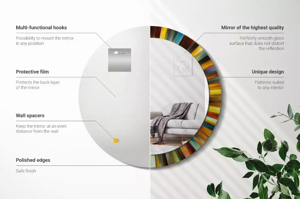 Oglindă cu decor rotundă Raze colorate