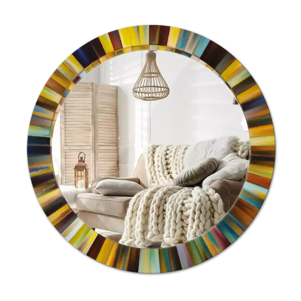 Oglindă cu decor rotundă Raze colorate