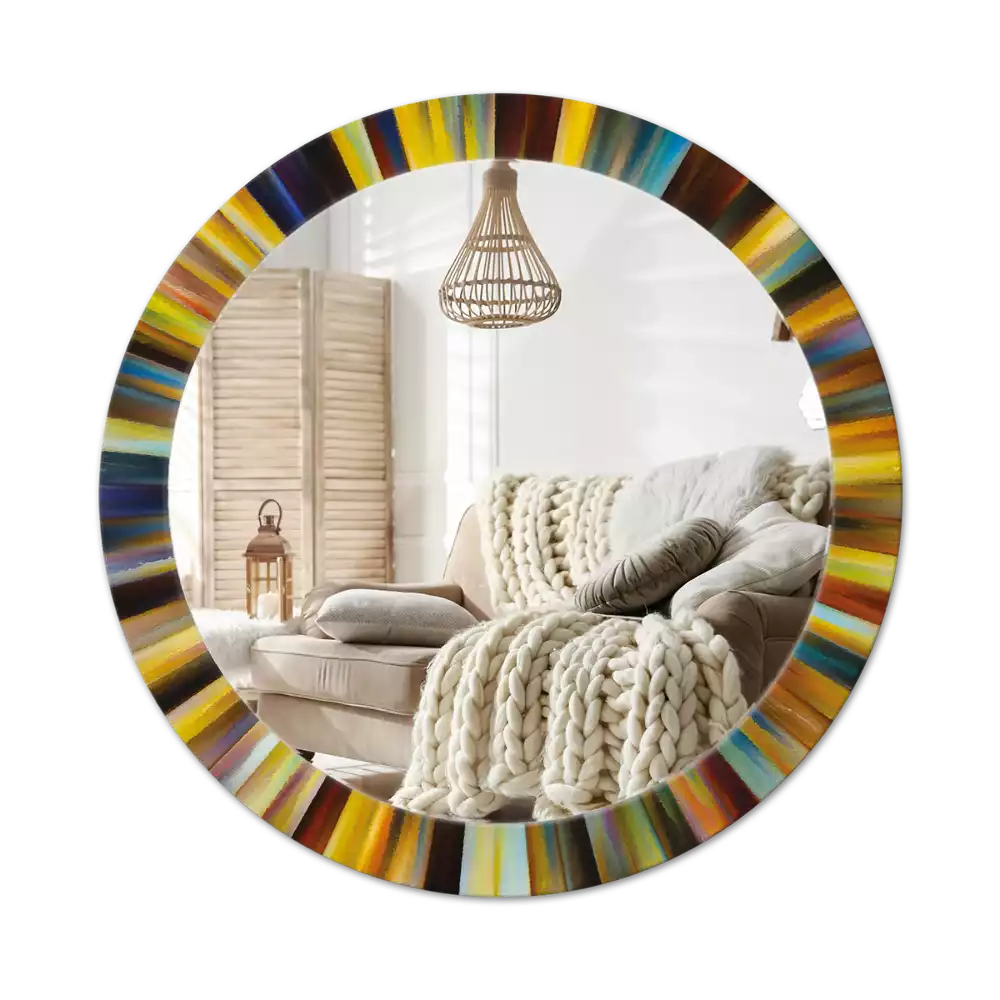 Oglindă cu decor rotundă Raze colorate