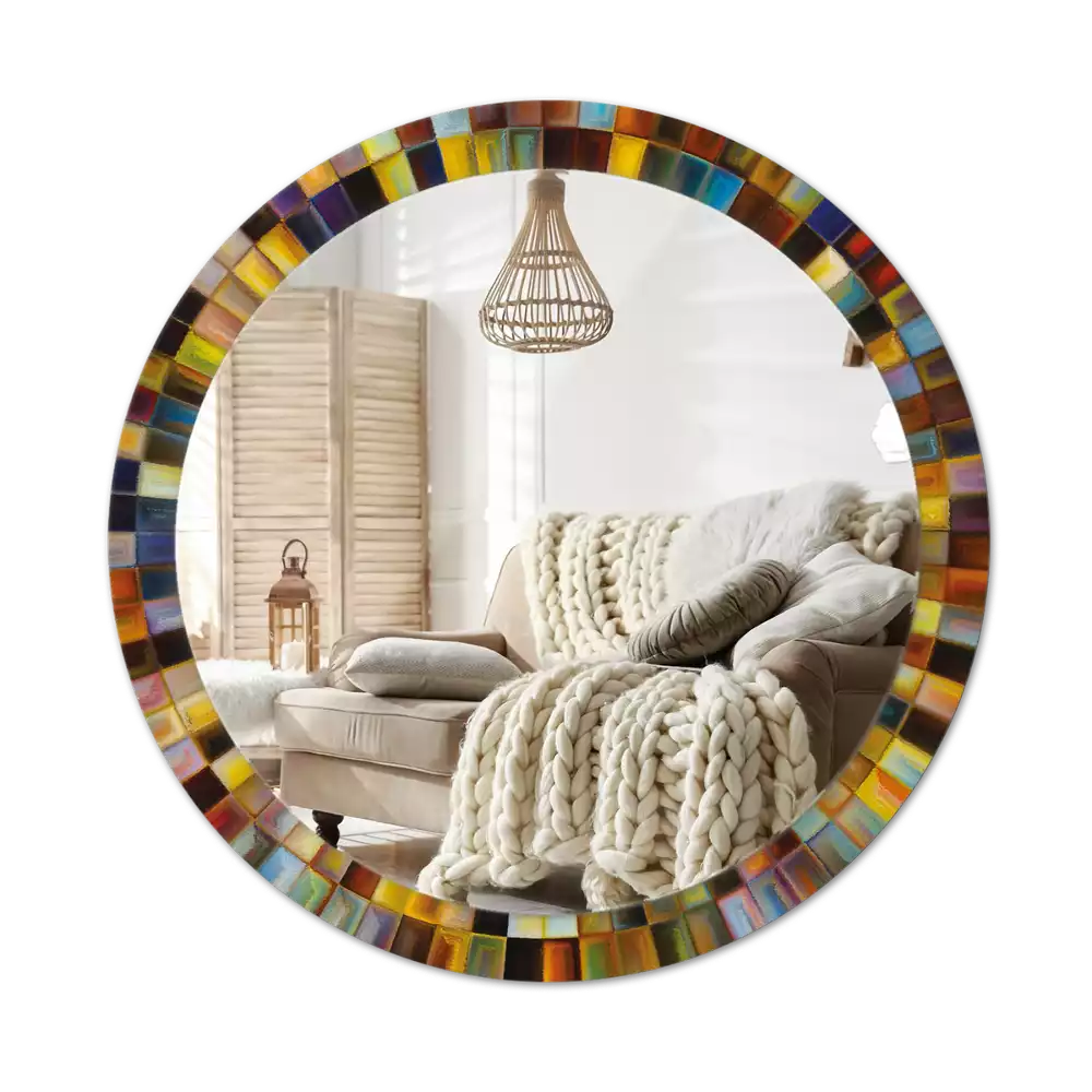 Oglindă cu decor rotundă Raze colorate