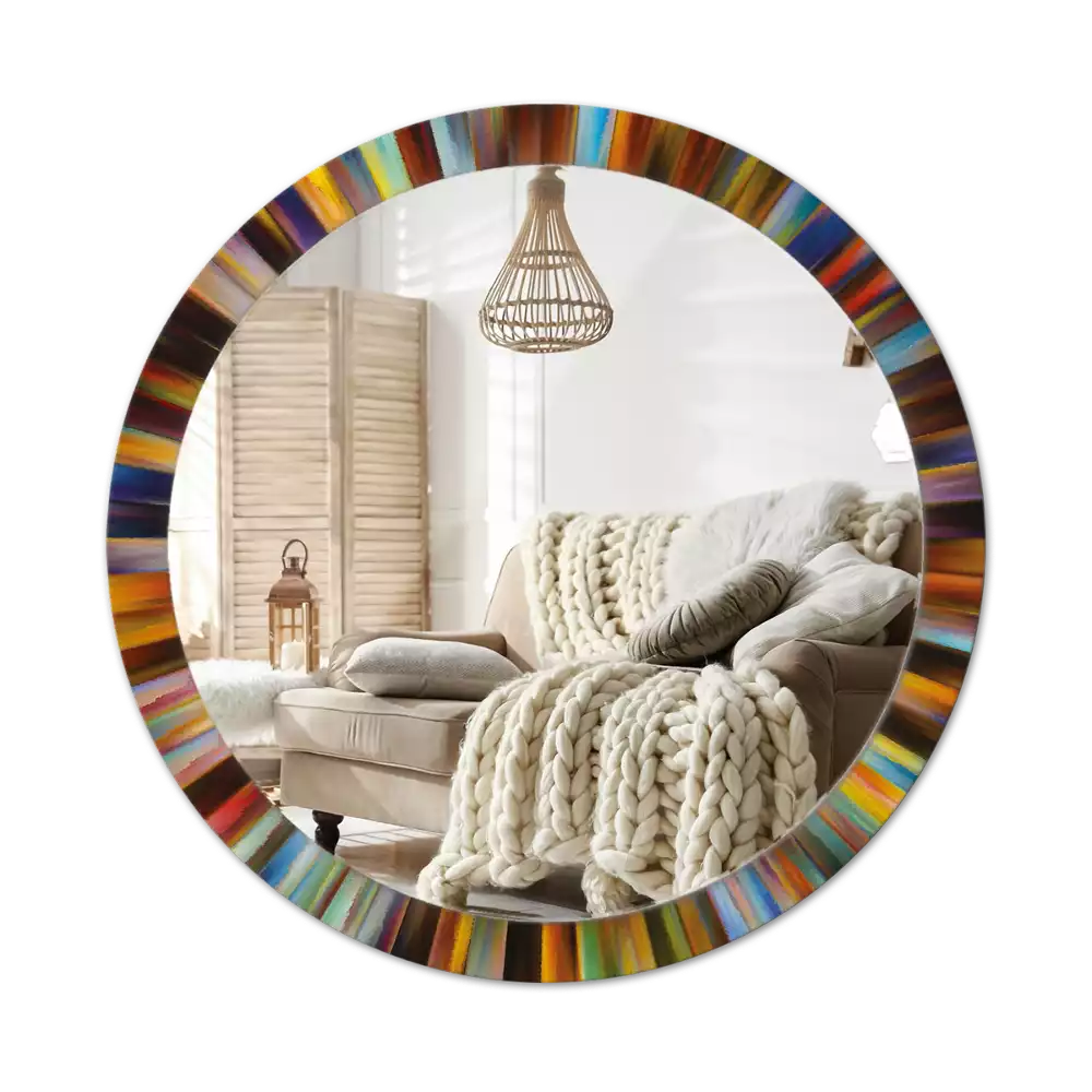 Oglindă cu decor rotundă Raze colorate