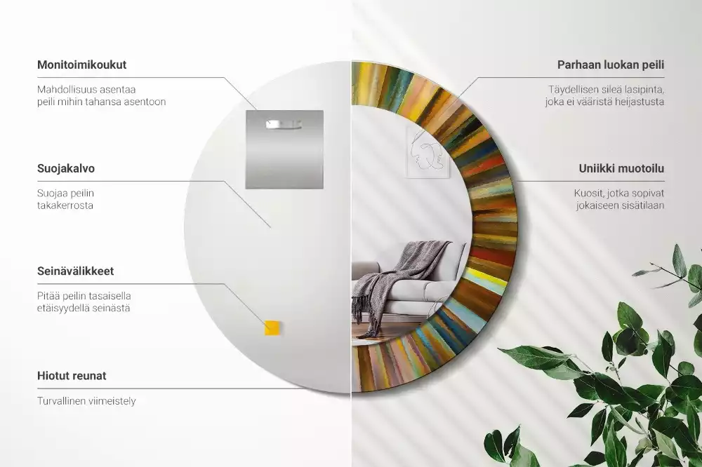 Oglindă cu decor rotundă Raze colorate