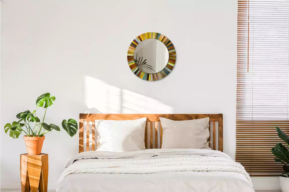 Oglindă cu decor rotundă Raze colorate