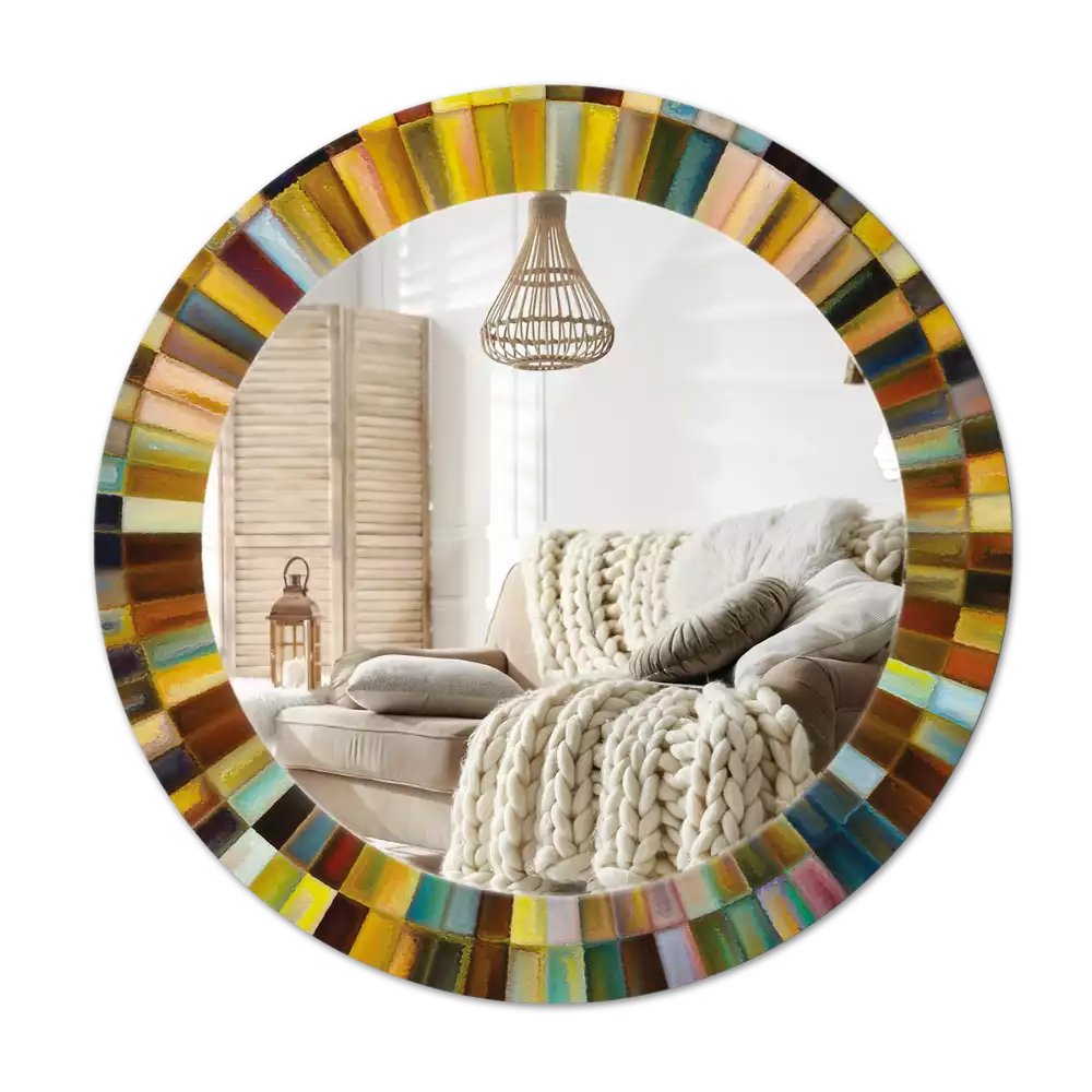 Oglindă cu decor rotundă Raze colorate
