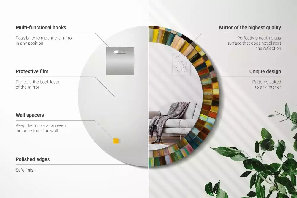 Oglindă cu decor rotundă Raze colorate