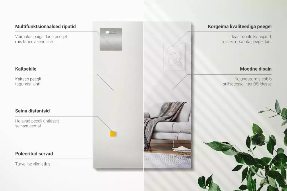 Oglindă dreptunghiulară modernă fără rame