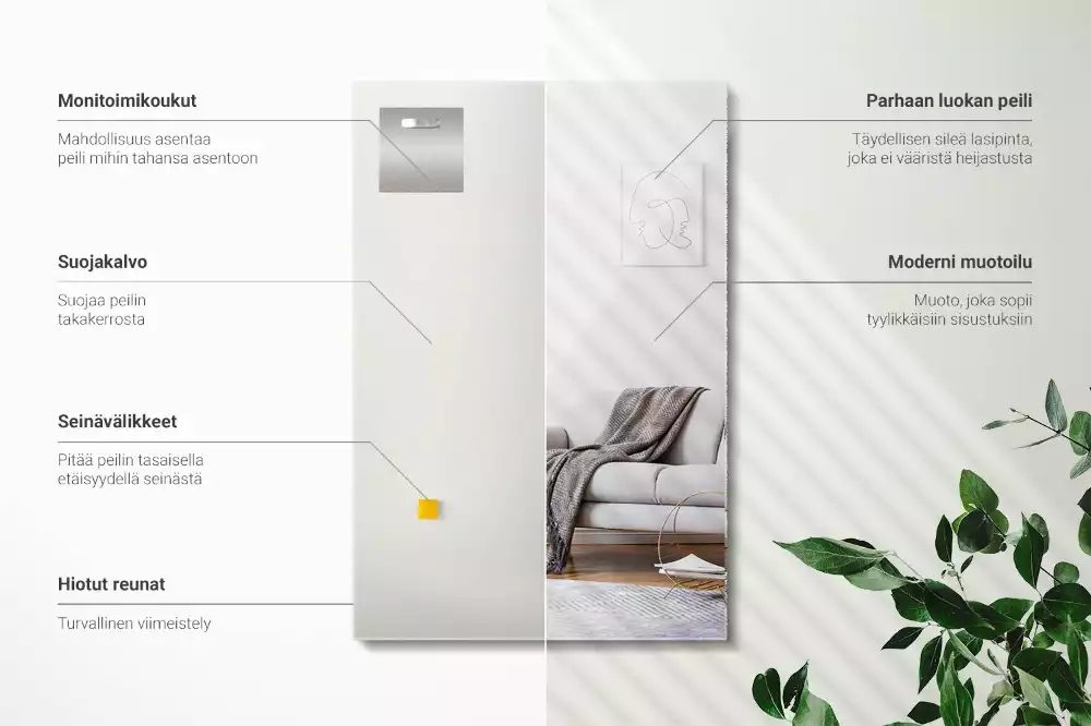 Oglindă dreptunghiulară modernă fără rame