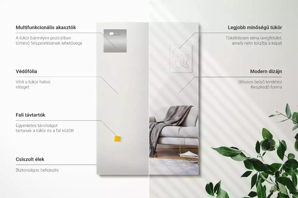 Oglindă dreptunghiulară modernă fără rame