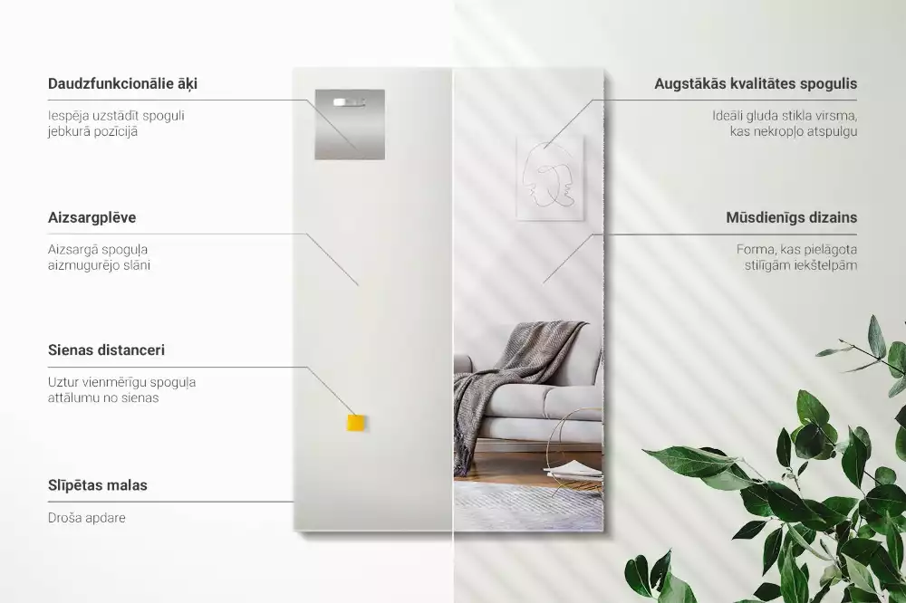 Oglindă dreptunghiulară modernă fără rame