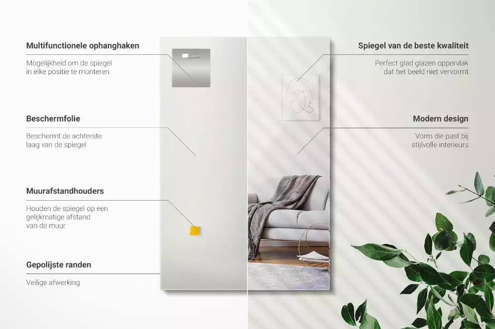 Oglindă dreptunghiulară modernă fără rame