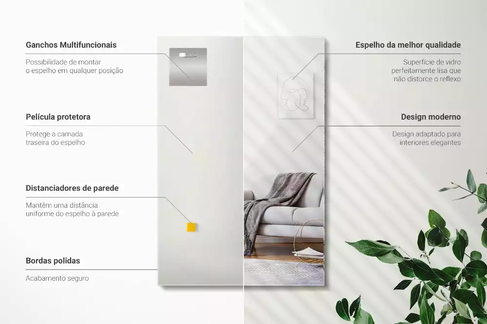 Oglindă dreptunghiulară modernă fără rame