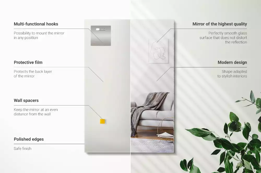 Oglindă dreptunghiulară modernă fără rame