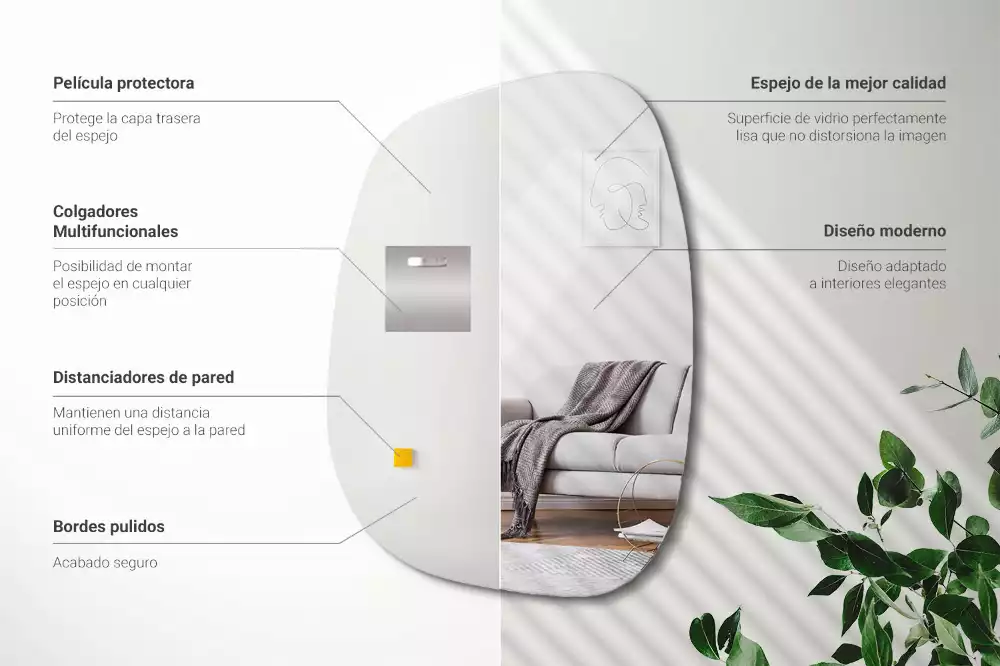 Oglindă organică cu o formă sofisticată