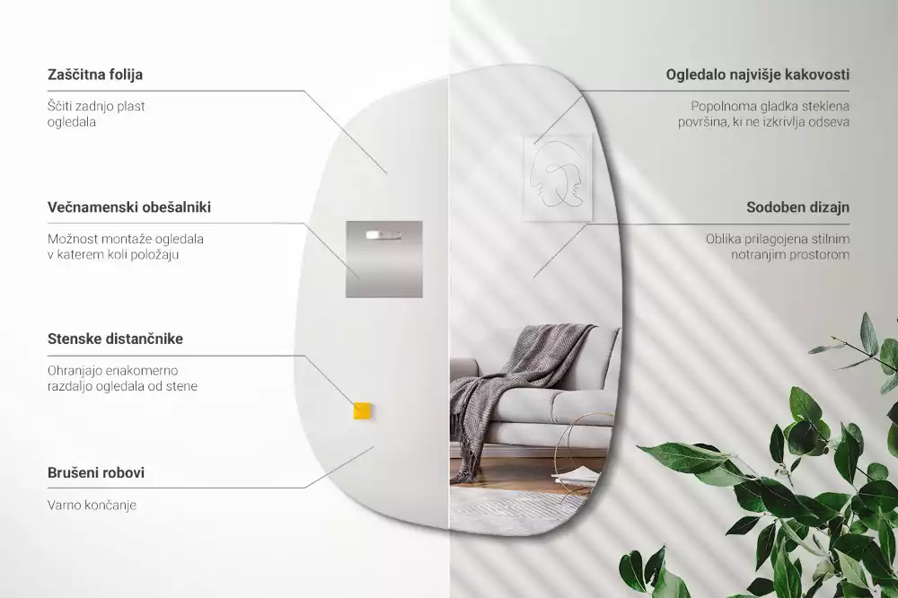 Oglindă organică cu o formă sofisticată