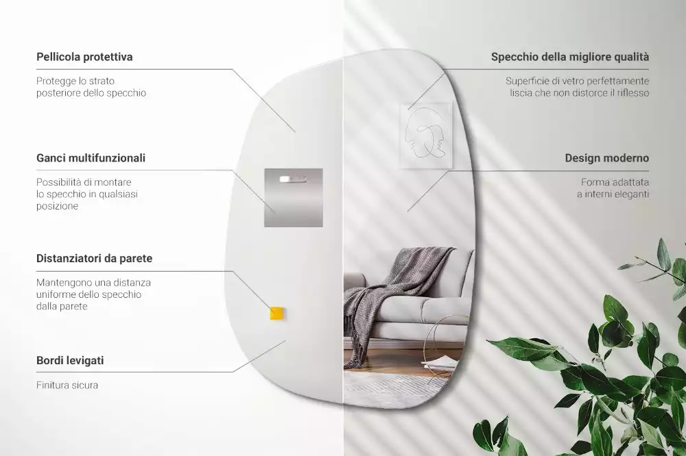 Oglindă organică cu o formă sofisticată