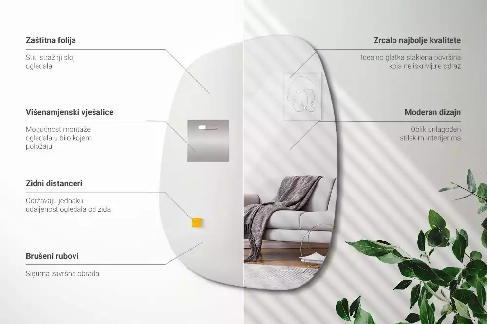 Oglindă organică cu o formă sofisticată