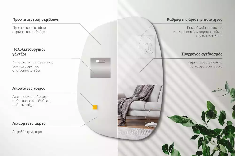 Oglindă organică cu o formă sofisticată