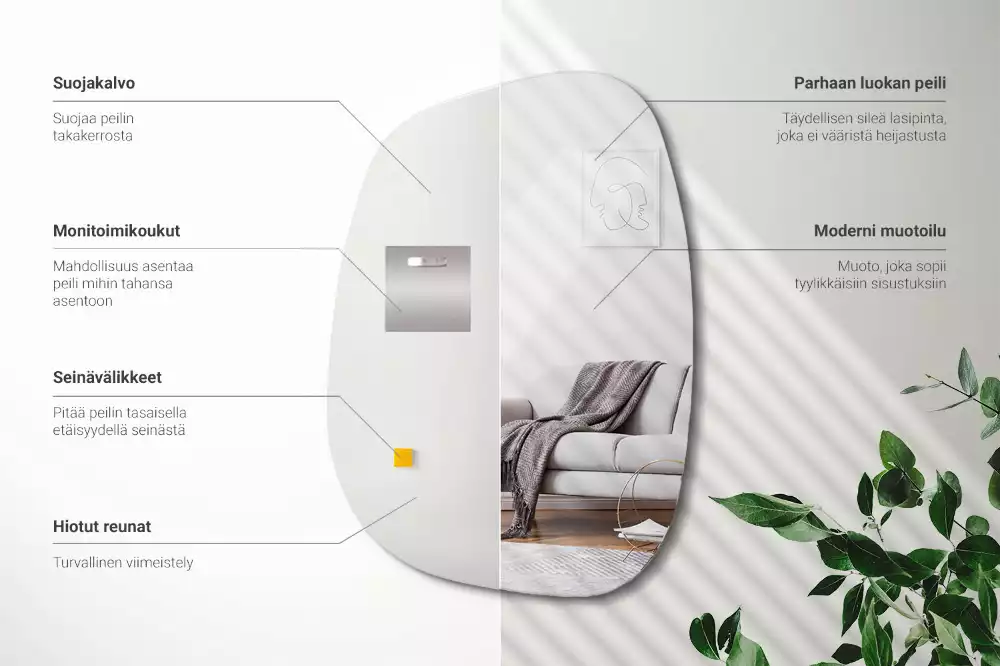 Oglindă organică cu o formă sofisticată