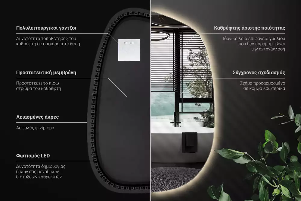 Oglindă organică cu led fără ramă