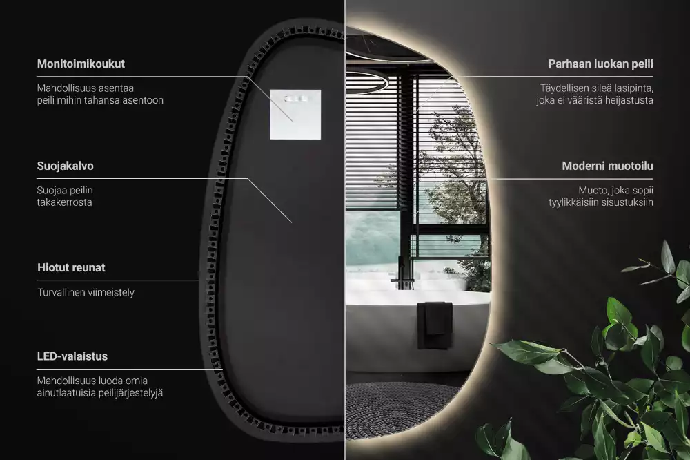 Oglindă organică cu led fără ramă