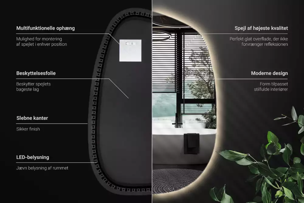 Oglindă organică cu led fără ramă