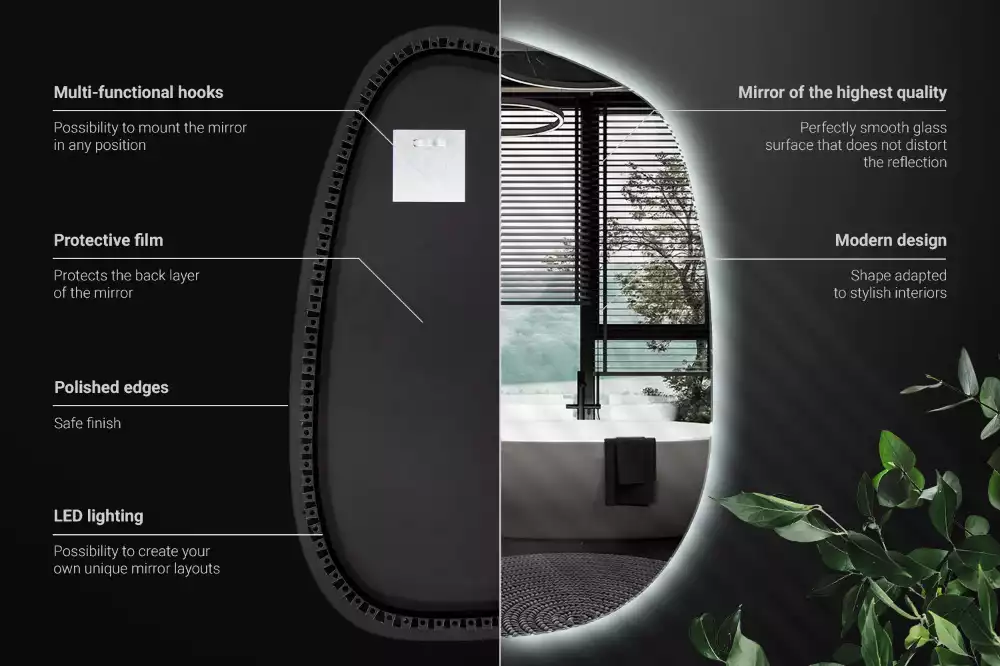 Oglindă organică cu led fără ramă