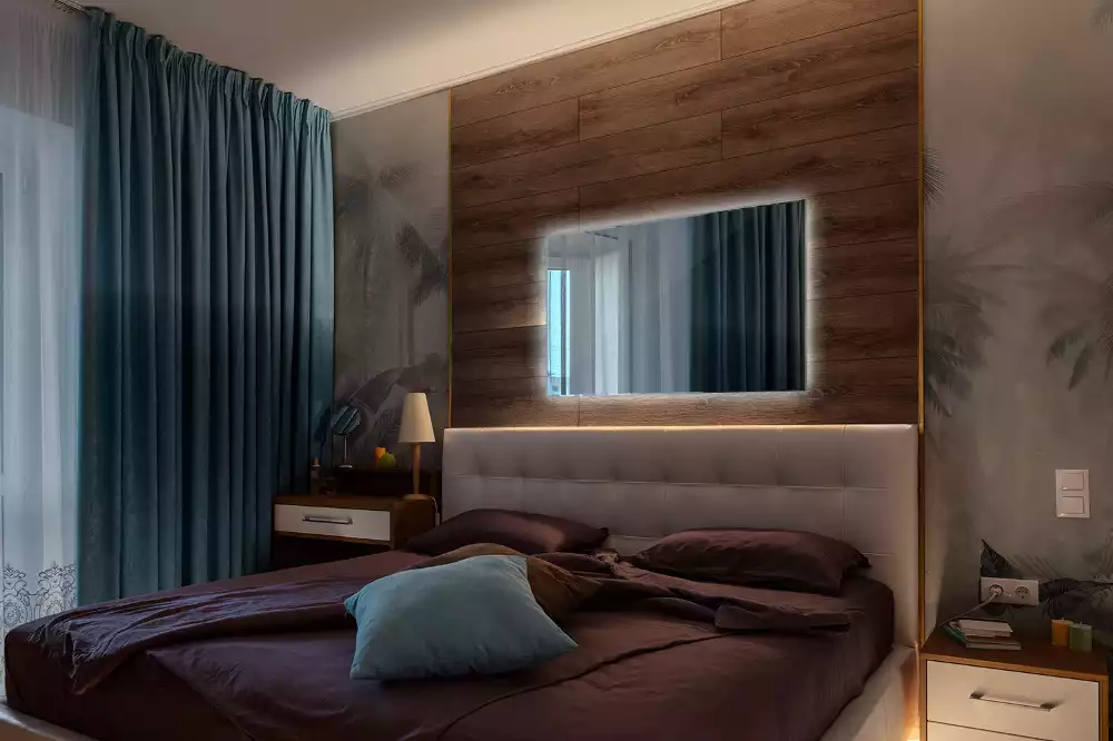 Oglindă dreptunghiulară cu iluminare de fundal LED