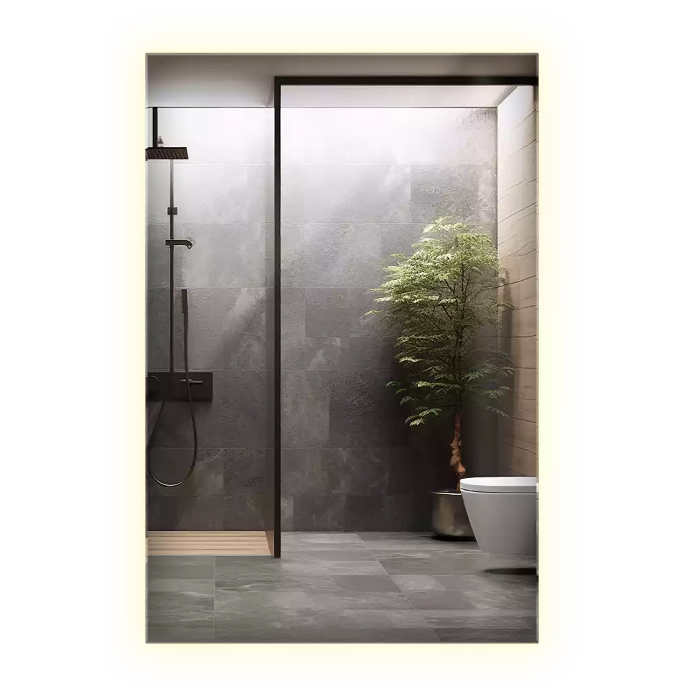 Oglindă dreptunghiulară cu iluminare de fundal LED