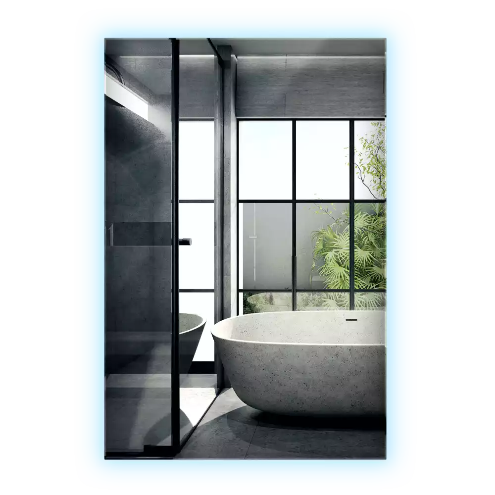 Oglindă dreptunghiulară cu iluminare de fundal LED