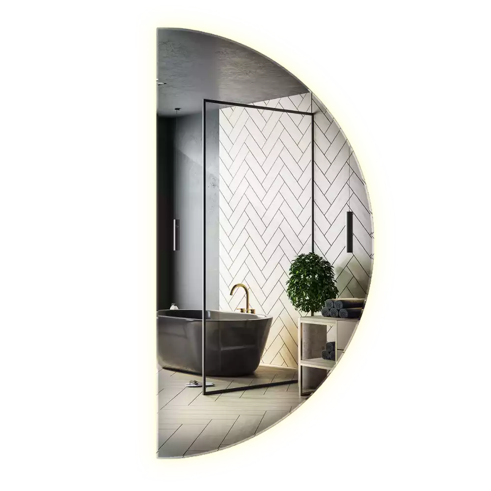 Oglindă semicirculară cu LED accesoriu stilat