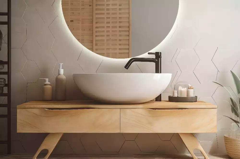 Oglindă semicirculară cu LED accesoriu stilat