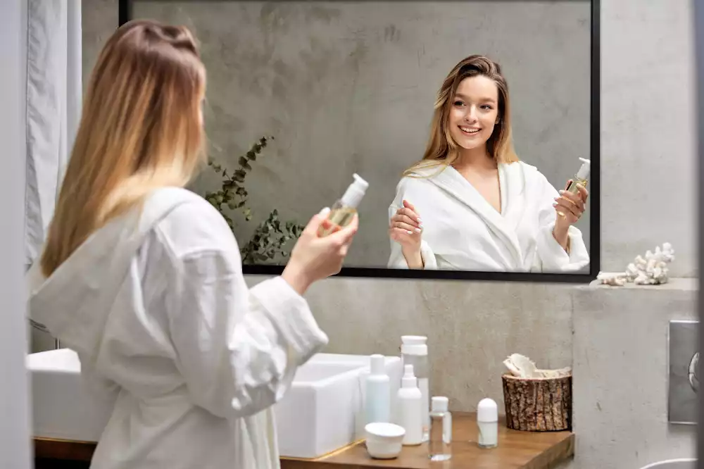 Oglindă dreptunghiulară perete cu cadru negru