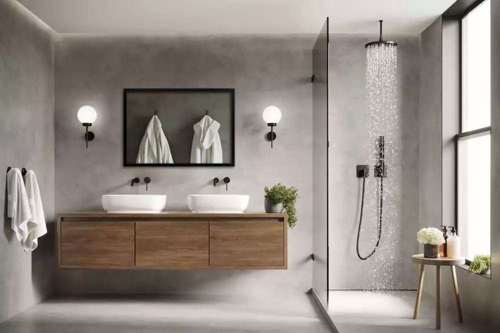 Oglindă dreptunghiulară perete cu cadru negru