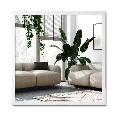 Oglindă dreptunghiulară decorativă cu ramă albă