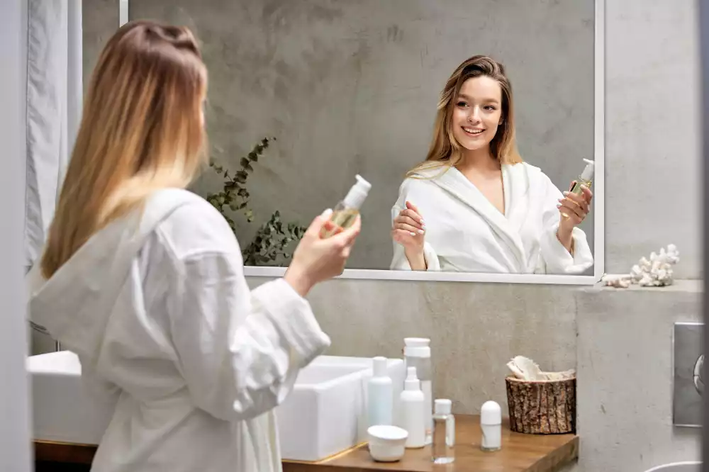 Oglindă dreptunghiulară decorativă cu ramă albă