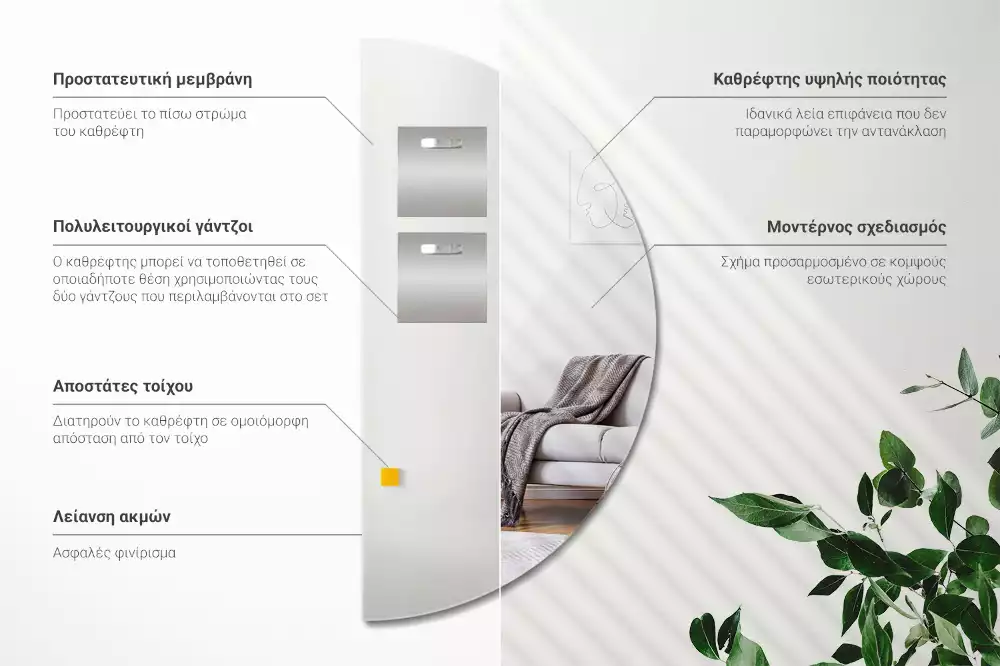 Oglindă semicerc atârnat fără ramă