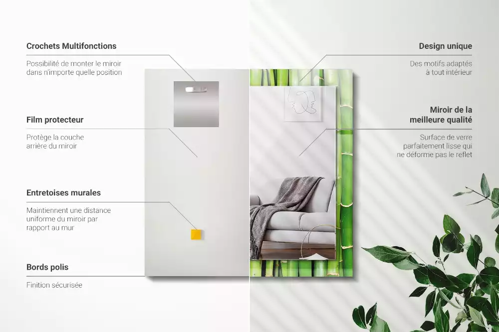 Decorațiuni de perete cu oglinzi Tulpini verzi de bambus