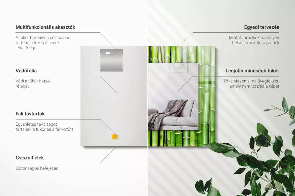 Decorațiuni de perete cu oglinzi Tulpini verzi de bambus