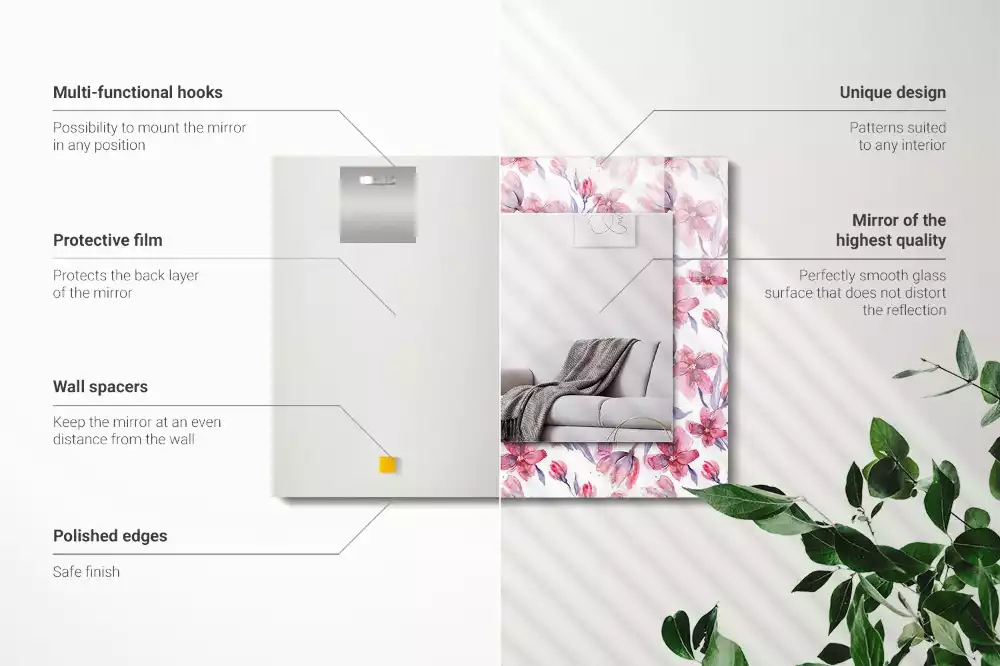 Decorațiuni perete cu oglindă Flori acuarelă model