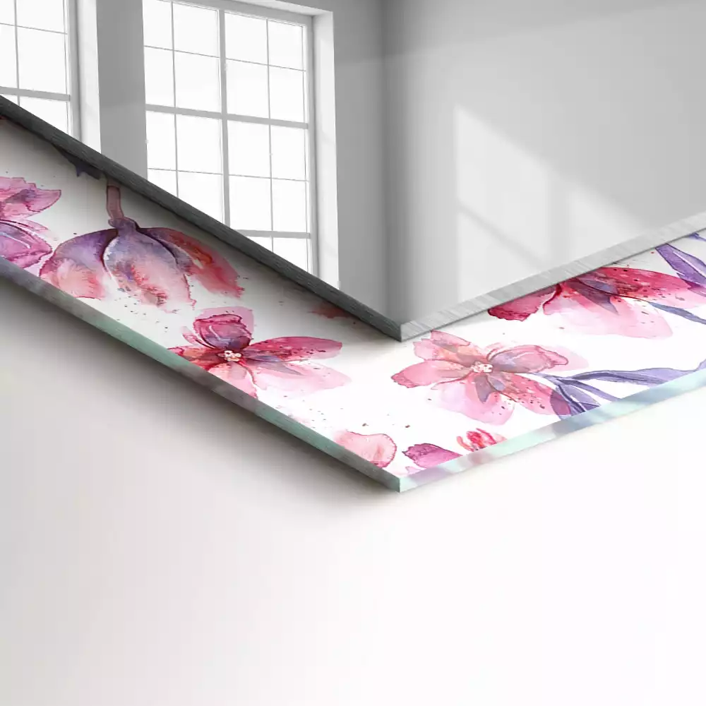 Decorațiuni perete cu oglindă Flori acuarelă model