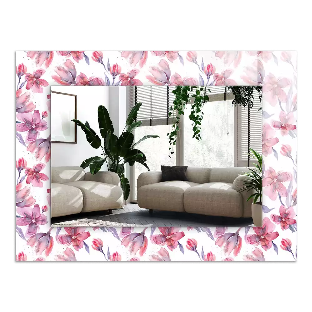 Decorațiuni perete cu oglindă Flori acuarelă model