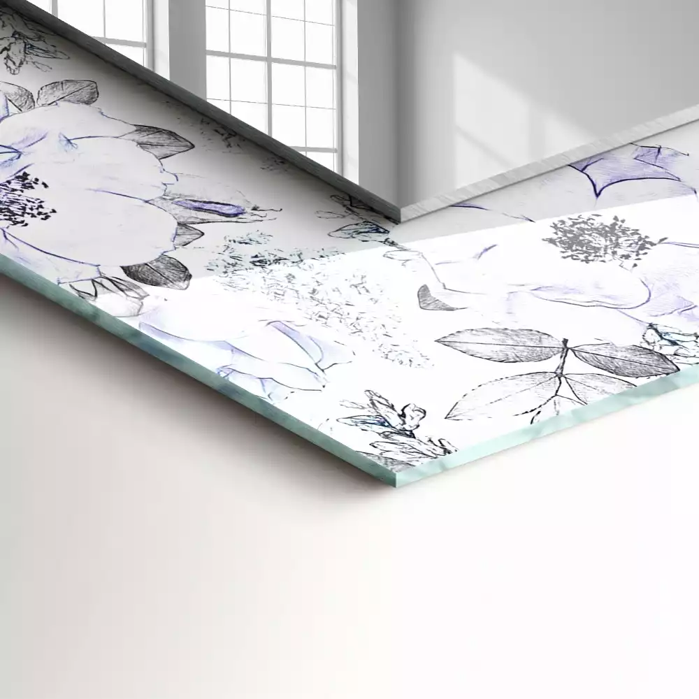 Decorațiuni perete cu oglindă Flori și frunze