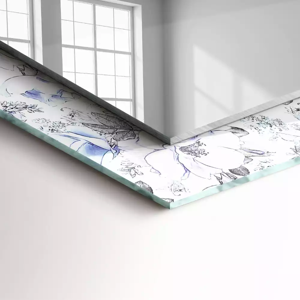 Decorațiuni perete cu oglindă Flori și frunze