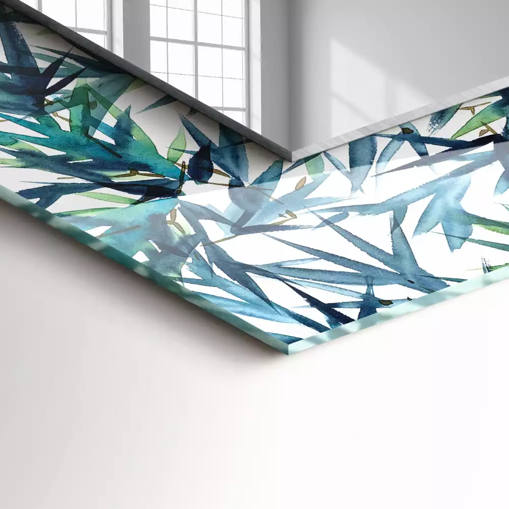 Decorațiuni perete cu oglindă Frunze de bambus acuarelă