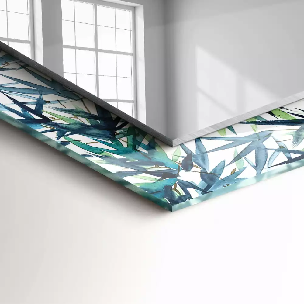 Decorațiuni perete cu oglindă Frunze de bambus acuarelă