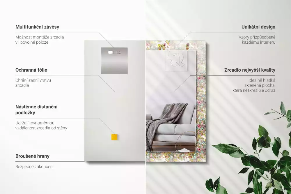 Decorațiuni de perete cu oglinzi Fluturi colorați flori