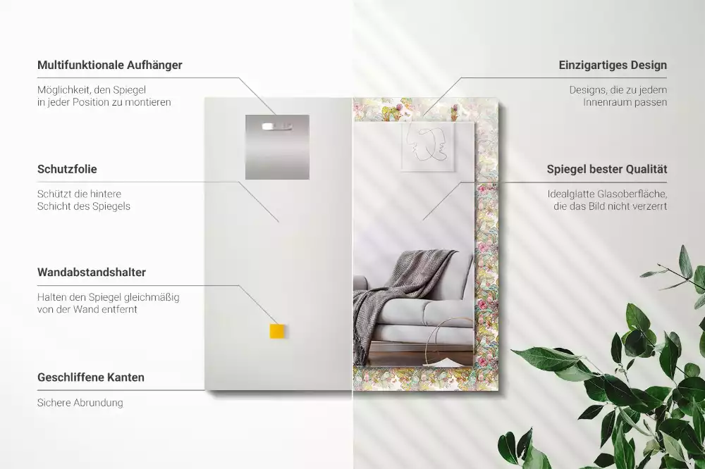 Decorațiuni de perete cu oglinzi Fluturi colorați flori